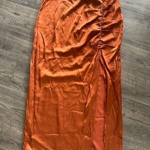 Abercrombie Orange Ruched Midi Skirt